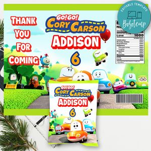 Go go cory carson Birthday Chip Bag Digital File Instant Download