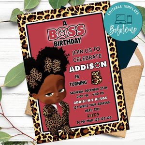 Cheetah Boss Baby Invitation Template to print at home Instant Download