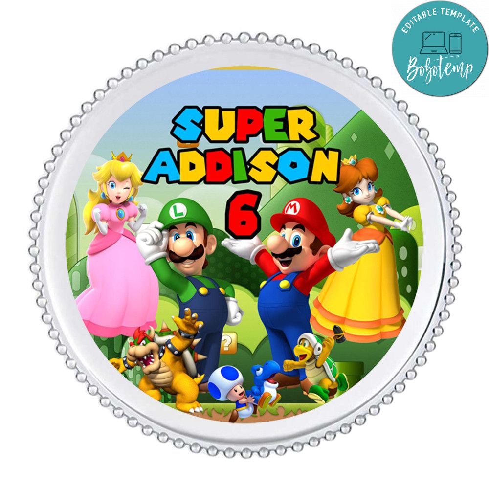 Super Mario Charger Plate Label Template DIY | Bobotemp