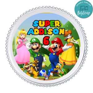 Super Mario Charger Plate Label Template to Print at Home Instant Download