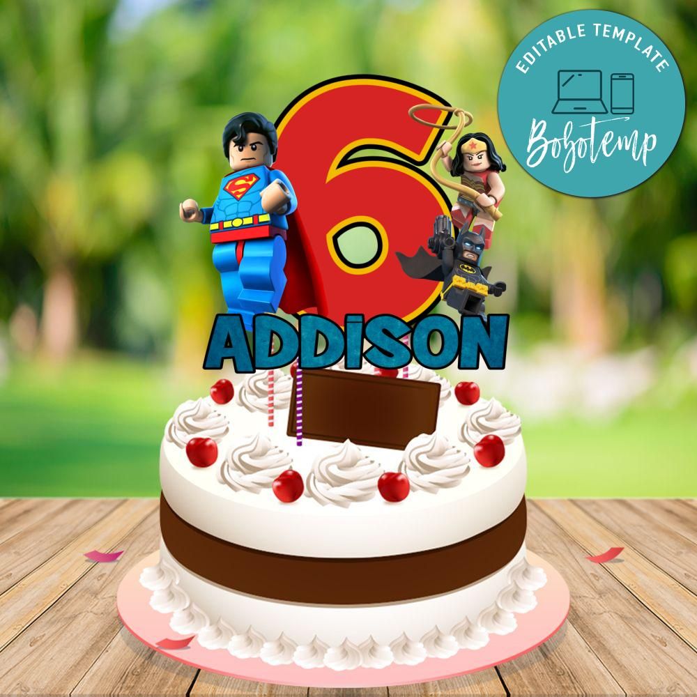 DC Super Hero Birthday Cake Topper Template Printable DIY