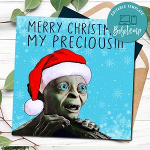 Funny Merry Christmas My Precious LOR Card Template to print at home Instant Download