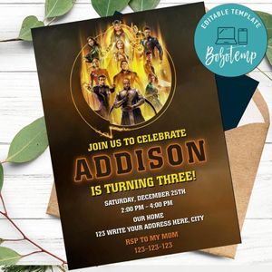 Eternals Invitation Template to Print at Home Instant Download