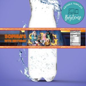 Sing Movie Water Bottle Label Template to Print at Home Instant Download