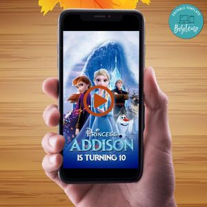 Digital Frozen Mp4 Video Invitation File Customizable Template Instant Download