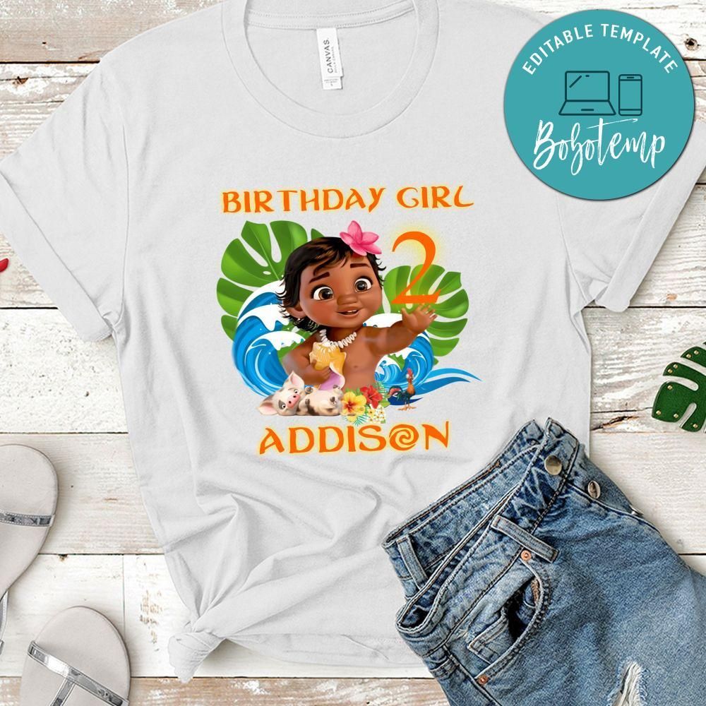 Custom Baby Moana Birthday Shirt for Girl