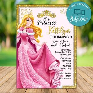 Printable Sleeping Beauty Birthday Flyer Instant Download