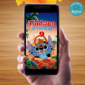 Stitch Video Invitation Digital Template Customizable Instant Download