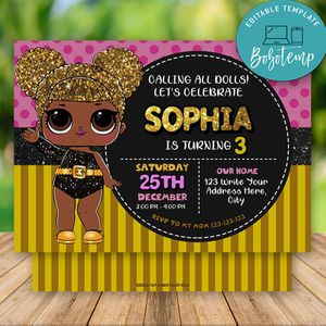 Editable LOL Surprise Dolls Invitation and Free Thank You Tag Instant Download