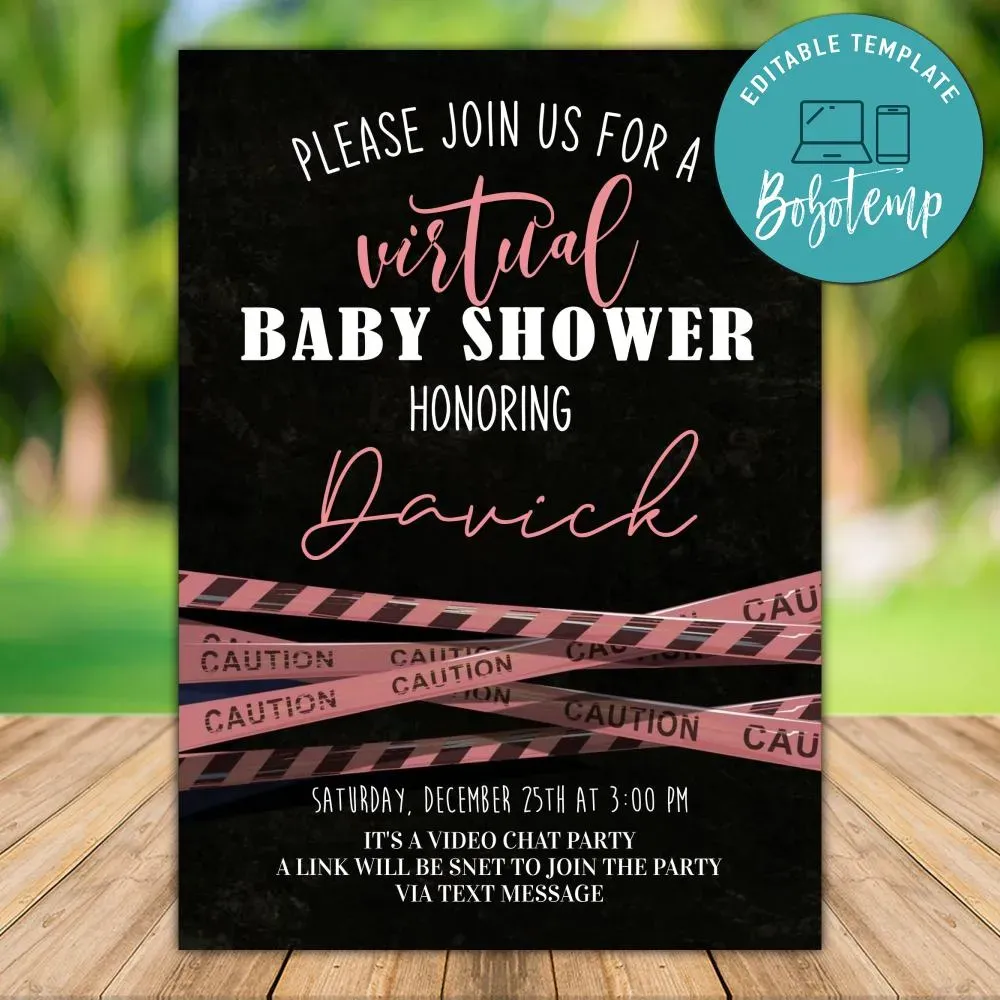 Printable Girl Quarantine Baby Shower Invitation Instant Download