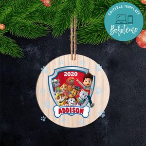 Paw Patrol Christmas Wood Ornament Gift - Kid Christmas Wood Ornament