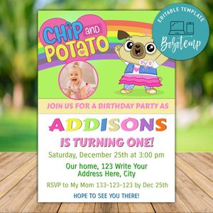 Printable Chip and Potato Tv Show Birthday Invitation Instant Download