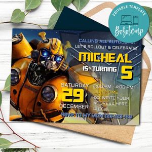 Bumblebee Invitation Customizable Template Instant Download