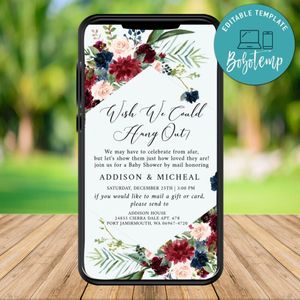 Electronic Modern Burgundy Shower By Mail Electronic Invite Invitation Instant Download