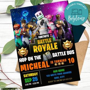 Gamer Invitation Customizable template Instant Download