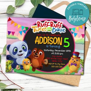Ruff Ruff Tweet Invitation Template to Print at Home Instant Download