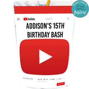 Youtube Capri Sun Labels Digital File Printable Instant Download