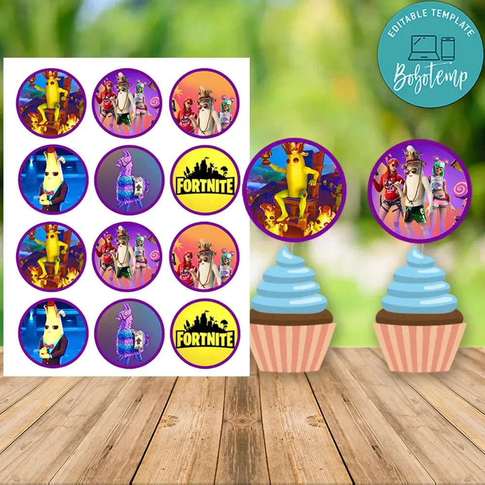 Video Game Birthday Cupcake Topper Digital File Printable