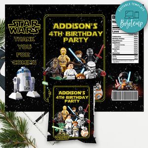 Lego Star Wars Birthday Chip Bag Digital File Printable Instant Download
