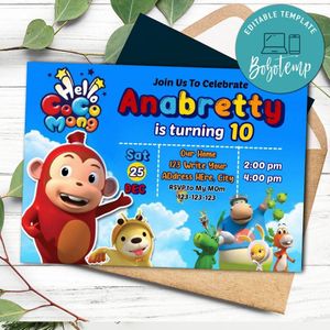 Cocomong Invitation Template to Print at Home Instant Download