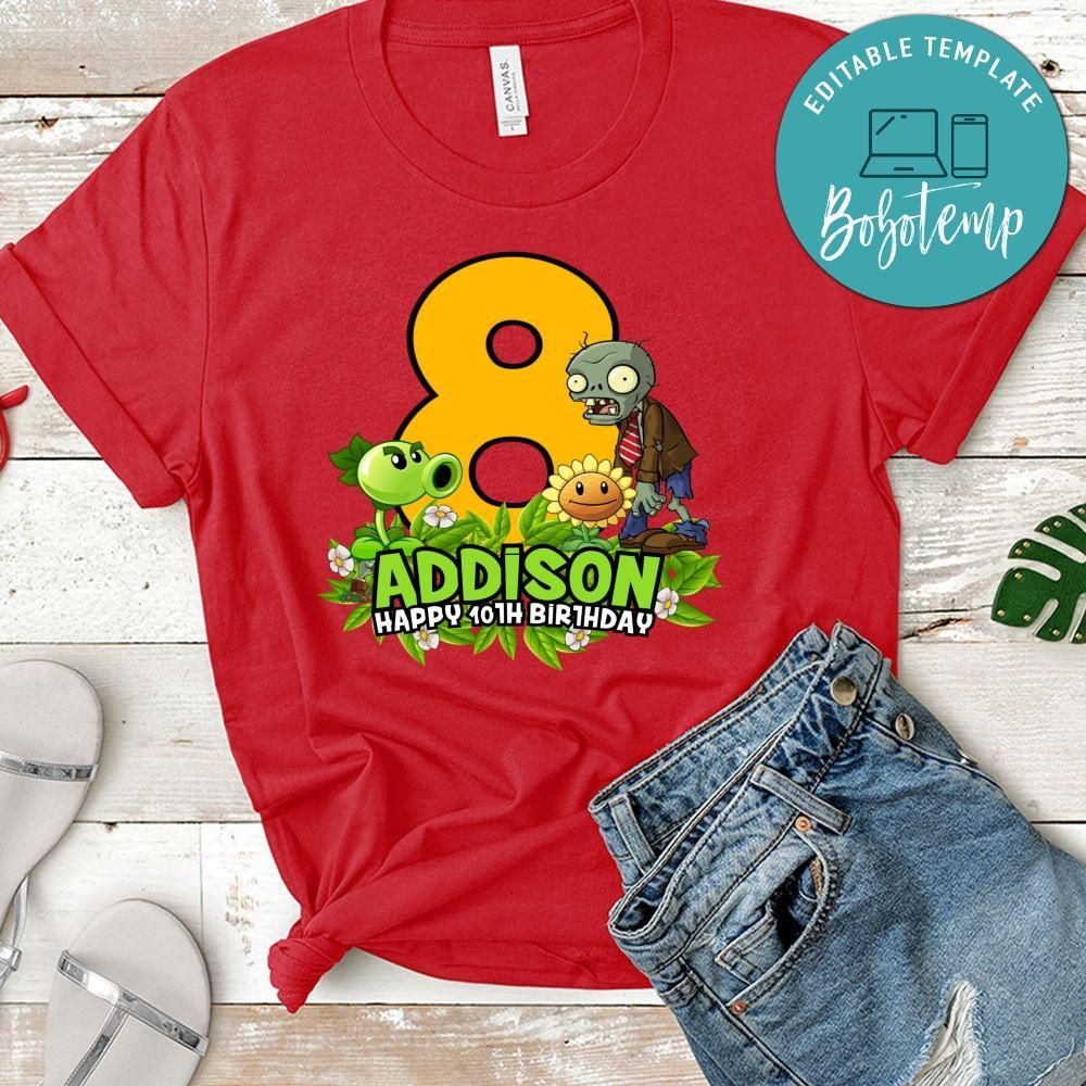 Custom Plants vs Zombies Birthday Shirt for Kid
