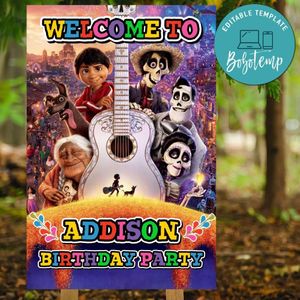 Disney Coco Birthday Welcome Sign Digital File Printable Instant Download