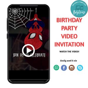 Spiderman Customizable Mp4 Video Invitation File Template Instant Download