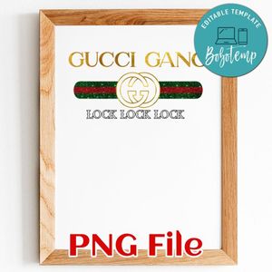 Gucci GANG Logo Vintage Inspired PNG file template