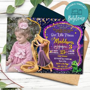 Editable Disney Rapunzel Invitation With Photo Instant Download