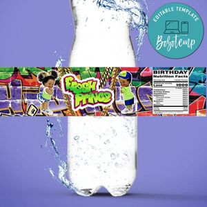 Fresh gender reveal princess Water Bottle Label Template to Print at Home Instant Download