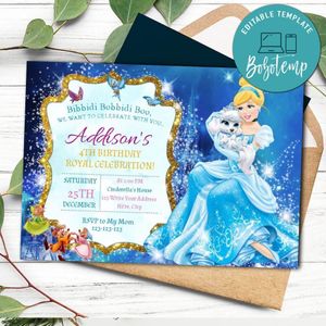Cinderella invitation Customizable Template Instant Download