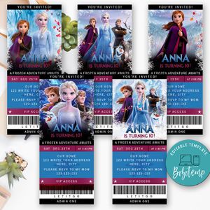 Printable Elsa Frozen 2 Birthday Ticket Invitation Instant Download