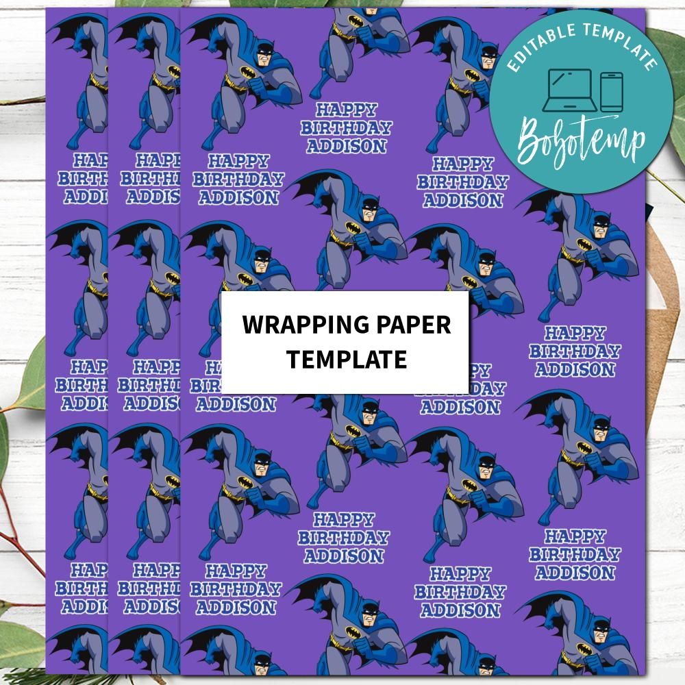 Batman Wrapping Paper Printable Template Instant Download | Bobotemp