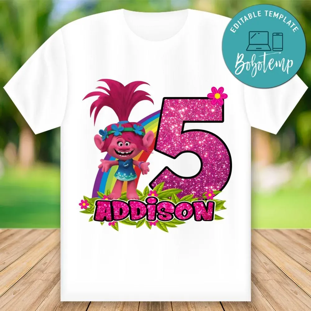 Customizable Trolls Poppy Birthday Iron On Transfer Tshirt Diy