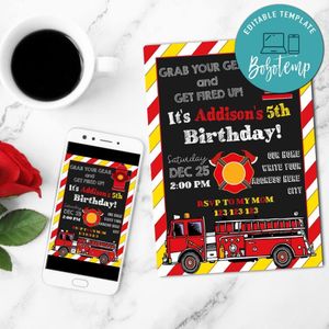 Firefighters Invitation Customizable Template Instant Download