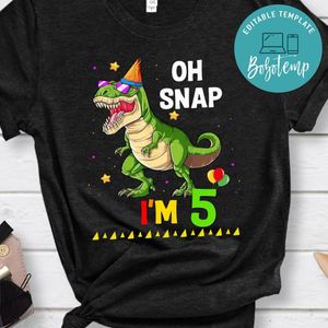 oh snap dinosaur i'm 5 birthday PNG file template