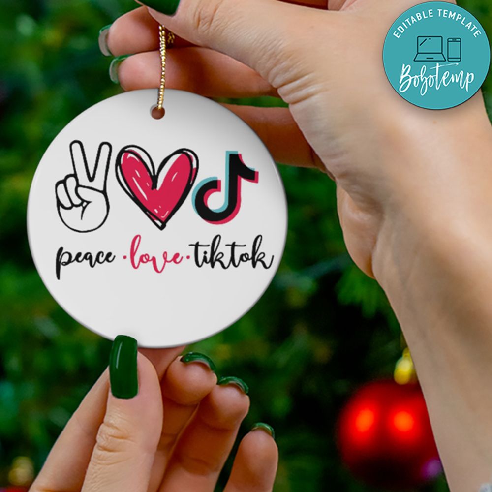 Peace Love Tiktok Christmas Ornament Gift Bobotemp
