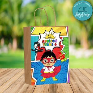 Custom Ryan's World Inspired Gift bag Label to print at home Instant Download