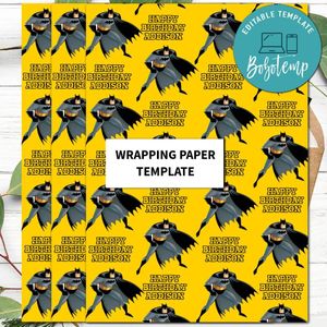 Batman Gift Wrap Template to Print at Home Instant Download
