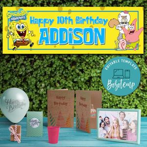 SpongeBob Birthday Banner Printable Instant Download