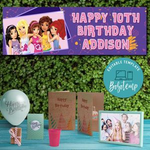 Lego Friends Birthday Banner Printable Instant Download