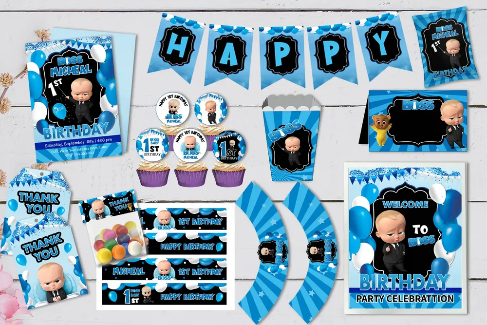 The Boss Boy Baby Decorations Birthday Party Invitation Set Bobotemp