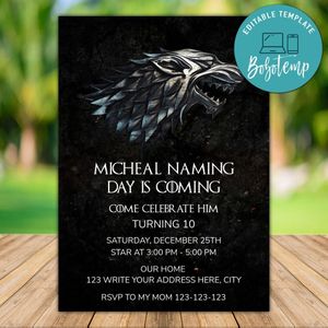 Editable Game Of Thrones Birthday Invitation Instant Download