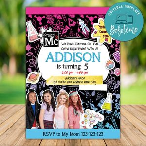 Printable Project MC2 Birthday Invitations Instant Download