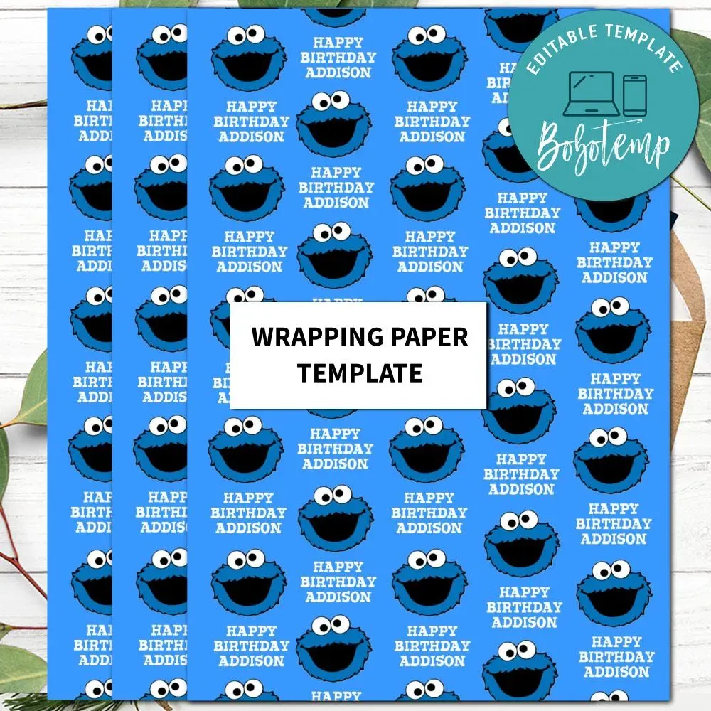 Cookie Monster Digital Paper Template to Print at Home DIY | Bobotemp