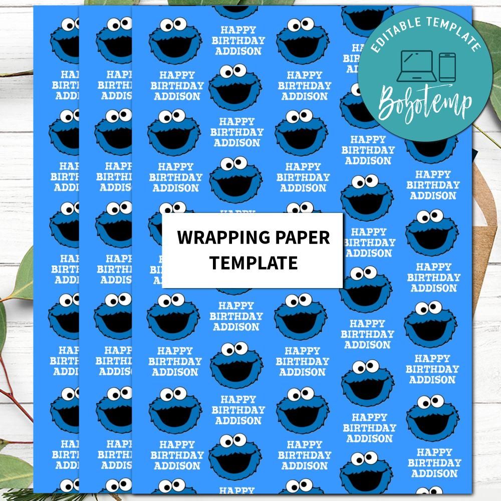 Cookie Monster Digital Paper Template to Print at Home DIY | Bobotemp