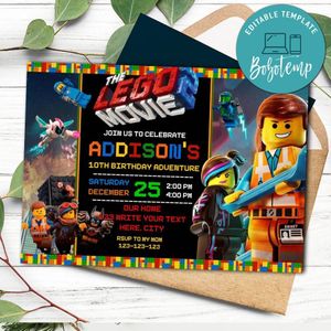 Brick Movie 2 Invitation Template to Print at Home Instant Download