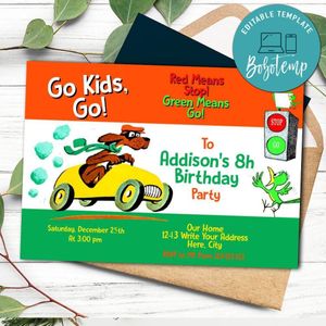 Go dog go Invitation Template to Print at Home Instant Download