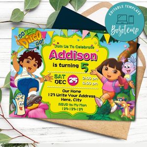 Dora and diego Invitation Customizable template Instant Download