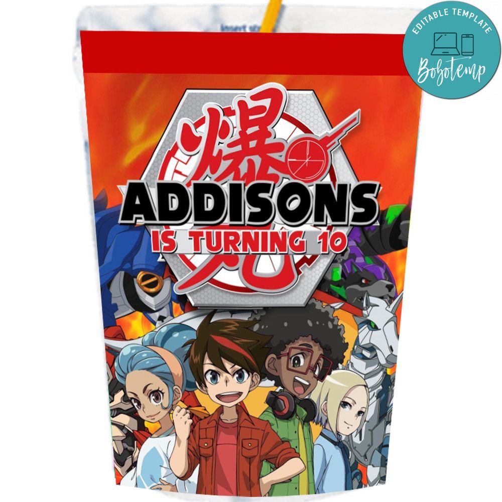 Bakugan Capri Sun Labels Digital File Printable Instant Download